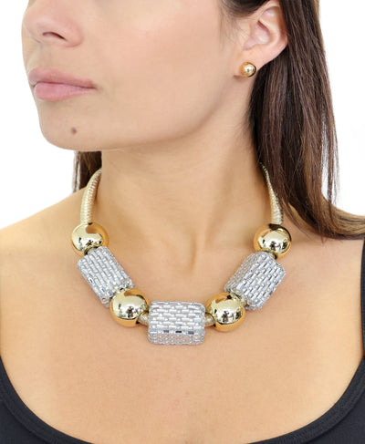 Sphere & Rectangle Collar Necklace & Earrings Set image 1