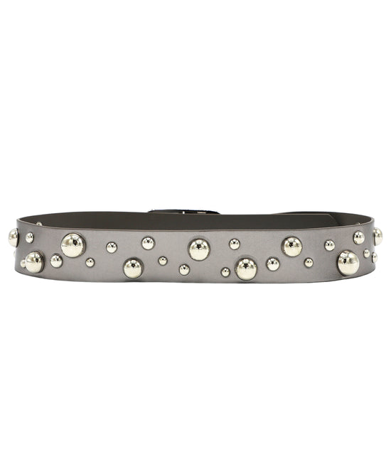 Metallic Faux Leather Studded Belt view 2